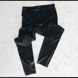 Forever 21 Faux Leather leggings with ankle zip